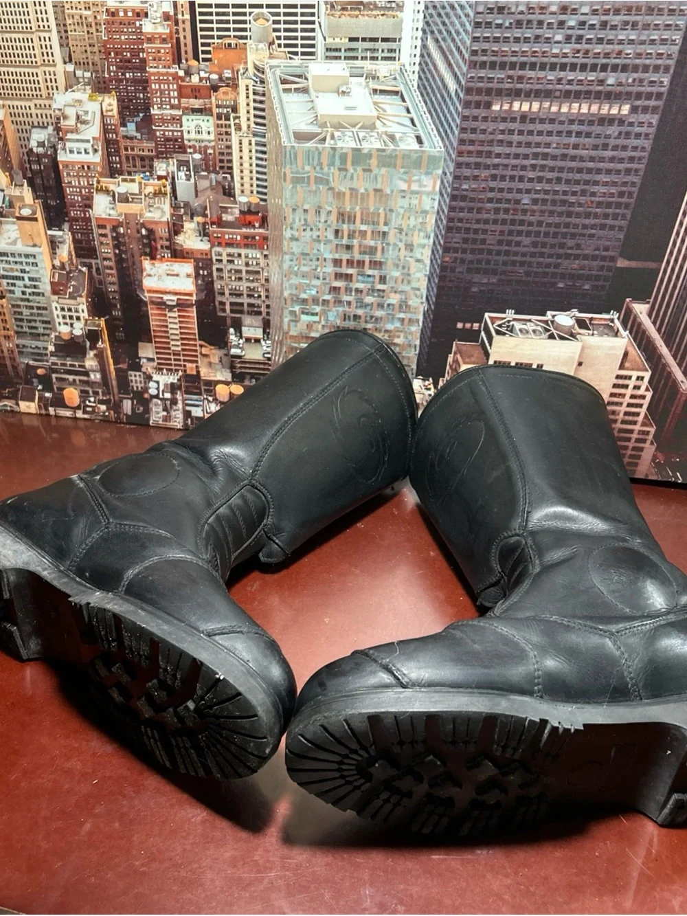 Skechers Black Leather Buckle Moto Boots